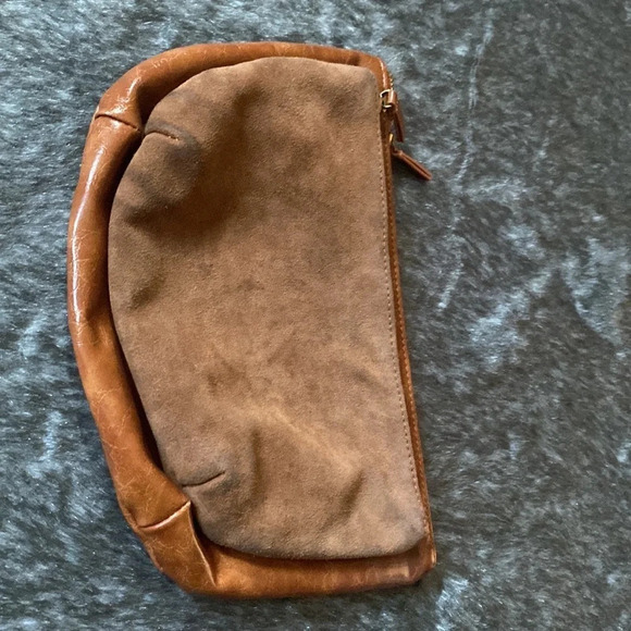 Anthropologie brown zipper pull pouch bag - Picture 13 of 17